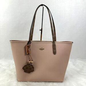 Coach City Tote Bag With Shell Charm In Leather/Cream/Tan CBH78 NWT